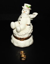 ​Lenox Snowy Escapades Snowman Figural Treasure Box with Gold Snowman Charm - £14.35 GBP