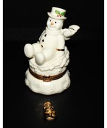 ​Lenox Snowy Escapades Snowman Figural Treasure Box with Gold Snowman Charm - £14.10 GBP