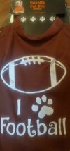 Novelty Dog Tee Costume T-Shirt I Love Football Brown Size Medium - £7.11 GBP