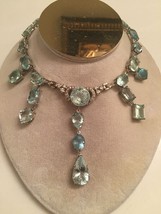 Huge Chistick 149 ct aquamarine diamond 14k gold Platinum necklace choker 14in - £39,560.74 GBP