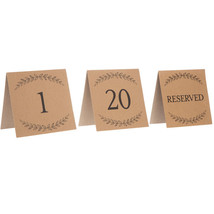 Brown Kraft Table Number Cards Wedding Reception Party Supplies  - $10.99