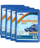 Pk of 4 Heavy Duty Blue Tarps waterproof  8x10 ft cut size-finished 7.7 ... - $865.34 MXN