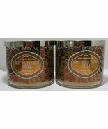 Bath &amp; Body Works 3-wick Scented Candle Lot Set of 2 HOT BUTTERED RUM ca... - $66.99