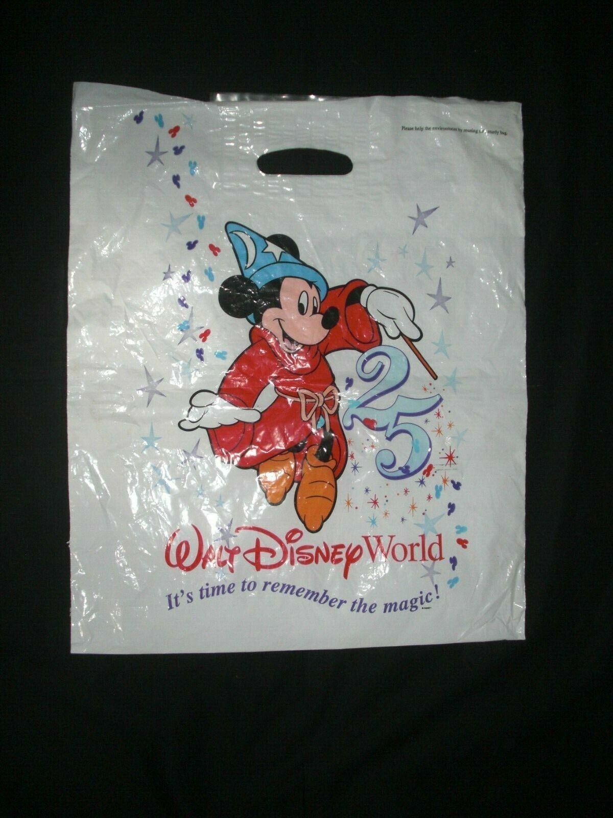 Walt Disney World 25th Anniversary Park Shopping Bag Vintage 1996 18" X 15" - $11.99