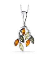 Sterling Silver Amber Leaf Pendant - $122.54 CAD
