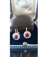 Vintage Victorian Sterling Silver &amp; Paste Earrings Flower Cluster - £61.79 GBP