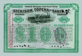 Atchison, Topeka and Santa Fe Stock Certificate - £15.96 GBP