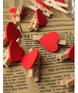 100pcs Red Heart Wood Clips,Mini Wooden Pegs,Wedding Party Hanging Decor... - £7.48 GBP