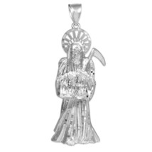 925 Sterling Silver Santa Muerte (Grim Reaper) Pendant Necklace 2.85&quot; inches - £77.46 GBP+