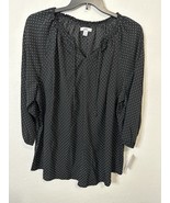 Croft &amp; Barrow Black White Polka Dot Long Sleeve Top Shirt Size 2XL - $24.74