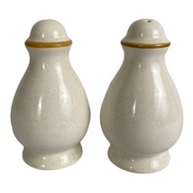 Salt and Pepper Shakers Japan White Speckled with Gold Trim 4.5&quot; Tall  - $23.35