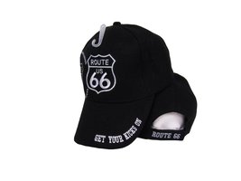 Get Your Kicks On US Route 66 Black Shadow Embroidered Baseball Cap Hat - £9.38 GBP