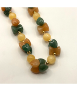 Yellow jade, adventurine &amp; Jasper hand beaded necklace &amp; earrings set 14... - $47.84 CAD