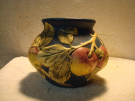 Antique Blue Weller Baldin Apples Leaves Ohio American Art Pottery Vase - £156.93 GBP