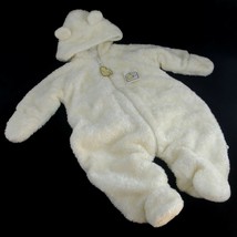 Classic Pooh Bear Baby Bunting Plush Snowsuit w/Ears Disney Ivory Cream 6 months - £11.35 GBP