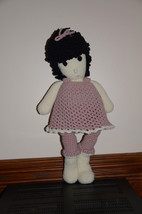 vintage Crochet Doll Handmade in USA black hair - £23.38 GBP