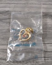 Gold Tone Heart Shaped Lapel Pin with Genuine Ruby Stone Harriet Carter USA - £7.72 GBP