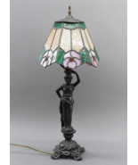 Vintage Victorian Figural Woman / Goddess Metal Lamp With Slag Shade 23&quot;... - £109.18 GBP