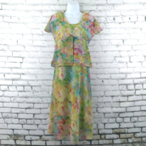 K Petite Collection Womens Dress 4 Petite Green Floral Watercolor 2 Piece Set - £22.37 GBP