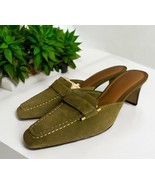 Women&#39;s Sz 8  Vintage LifeStride Lucinda Olive Green Suede Leather Mules... - €36,96 EUR