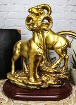 Rustic Country Bighorn Sheep Ram Family Climbing Rock Faux Gold Patina F... - $730.65 MXN