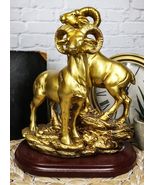 Rustic Country Bighorn Sheep Ram Family Climbing Rock Faux Gold Patina F... - $730.65 MXN