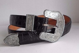 Women&#39;s Silver Creek Collection Leegin Black Leather Belt 38&quot; - £19.54 GBP