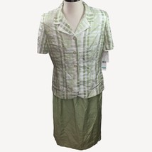 Leslie Fay Womens Pastel Pistachio Green Skirt Jacket Suit Office Church Size 16 - £31.45 GBP