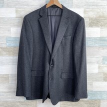 Jos A Bank Reserve Tollegno 1900 Sport Coat Gray Micro Windowpane Tweed Mens 46L - £78.94 GBP