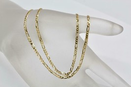 Fine 14K Yellow Gold Figaro link Chain Necklace 3.6 Grams 18&quot; Long - £221.64 GBP