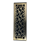 4&quot; x 13.5&quot; Antique Brass Scroll Floor Register Vent Cover Metal Grille - $34.86 CAD