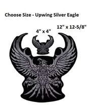 Choose Size SILVER UPWING EAGLE 4&quot; or 12-5/8&quot; iron on Back patch (3291) - £10.17 GBP+