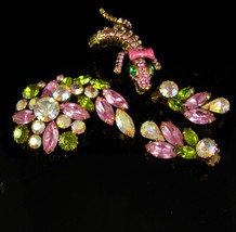 Vintage stunning signed Weiss Brooch earrings &amp; matching lizard ring cli... - £179.85 GBP