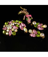 Vintage stunning signed Weiss Brooch earrings & matching lizard ring clip on ear - $225.00