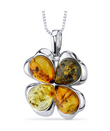 Sterling Silver Baltic Amber Clover Pendant - €78,07 EUR