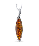 Sterling Silver Baltic Amber Elongated Pendant - £68.53 GBP