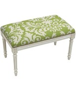 Bench Jacobean Floral Flowers Backless Chartreuse Green Antique White Wash - £305.19 GBP