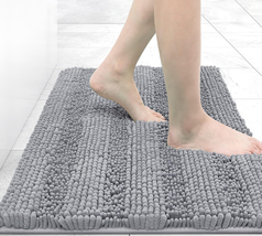 Grandaily Chenille Striped Bathroom Rug Mat, Extra Thick and Absorbent Bath Rugs - $16.55