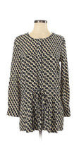 Anthropologie Maeve Blouse Small Geometric Print Long Slv Pleated Button Front - £24.06 GBP