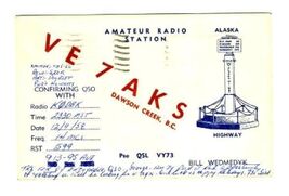 Dawson Creek British Columbia QSL Card 1958 - $8.91