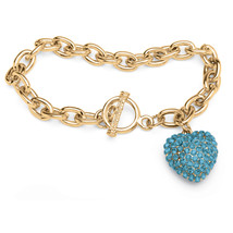 PalmBeach Jewelry Birthstone Goldtone Heart Charm Bracelet - £8.91 GBP