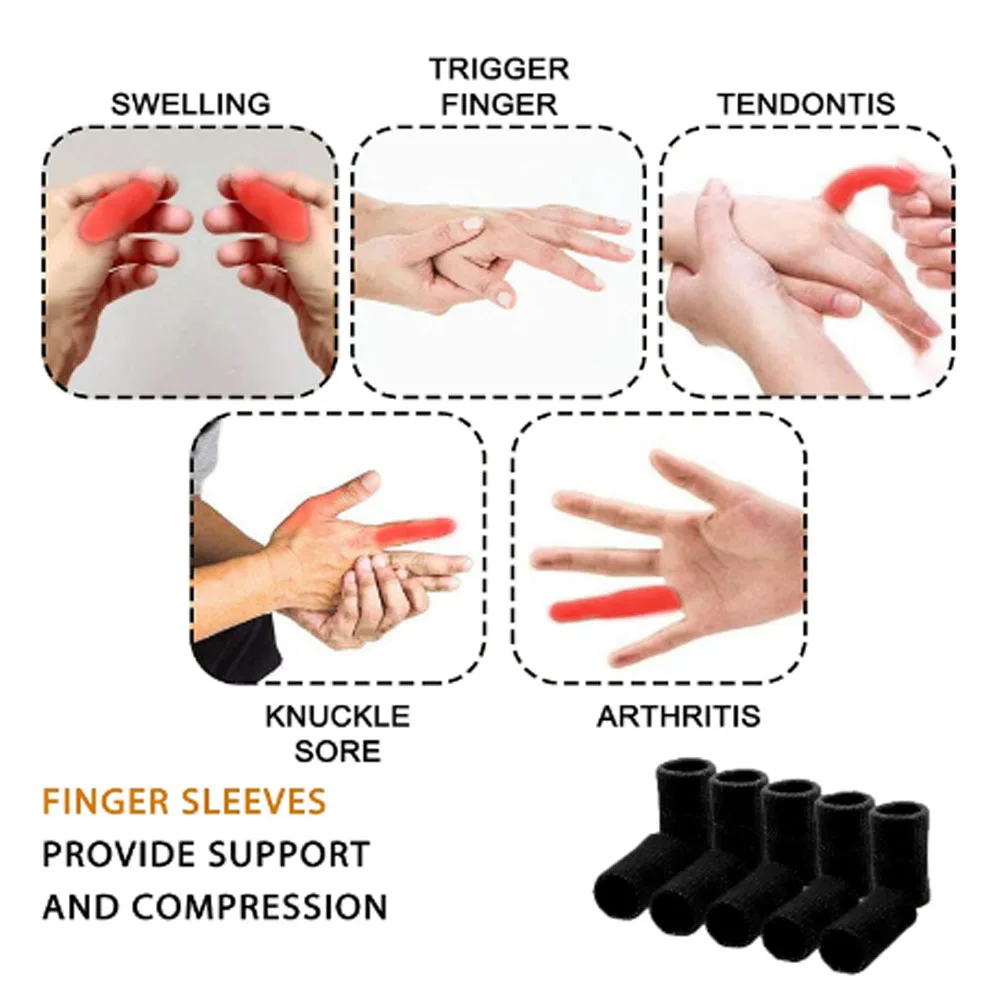 Sporting 10Pcs Comfortable Finger Brace Splint Sleeve Thumb Support Protector El - £23.59 GBP