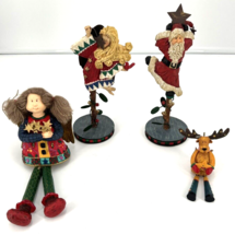 Lot of 4 Russ Berrie The Christmas Sampler Figures Reindeer Santa Angels - £10.95 GBP