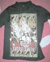 New M $42 Mens Hurley Top LS Polo Black Gray Medium Shirt Logo M Red  - £7.98 GBP