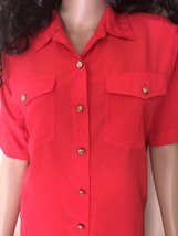 Vintage Ship’NShore Button Down Box Red Beautiful Blouse Short Sleeves S... - $14.85