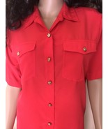 Vintage Ship’NShore Button Down Box Red Beautiful Blouse Short Sleeves S... - £11.73 GBP