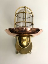 Alleyway Bulkhead Solid Brass Wall Light Fixture with Copper Shade Junct... - $161.37