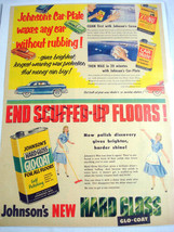 1953 Color Ad Johnson&#39;s Car-Plate Wax and Johnson&#39;s New Hard Gloss Glo-Coat - $8.99