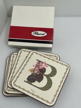 Pimpernel Begonia Flower Pink Green Coasters Set 6 Pink Green 5” Square With Box - £10.97 GBP