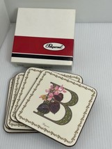 Pimpernel Begonia Flower Pink Green Coasters Set 6 Pink Green 5” Square ... - $14.01